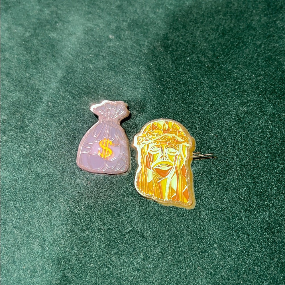 Gold and Purple Enamel Pin Set